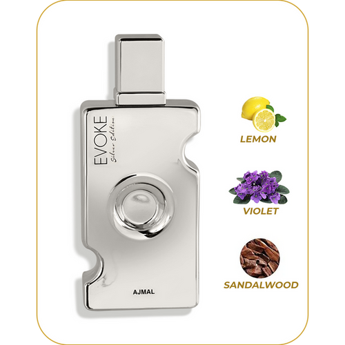 AJMAL Evoke Silver Edition - Perfume para Mujer | Eau de Parfum 75 ml / 2.5 oz | Inspirado en Dior Addict | Fragancia Floral, Cítrica y Elegante