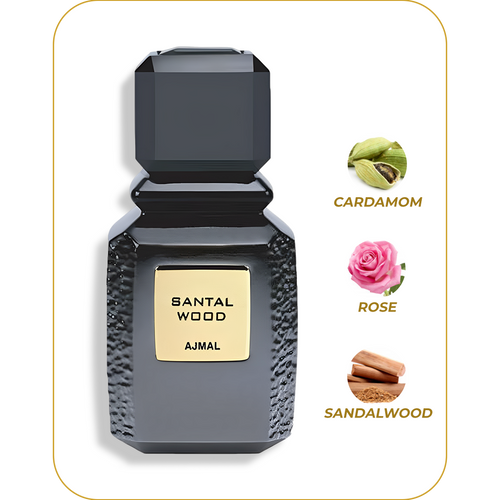 AJMAL Santal Wood - Perfume Unisex | Eau de Parfum 100 ml / 3.4 oz | Inspirado en Tam Dao de Diptyque | Fragancia Amaderada, Cálida y Elegante