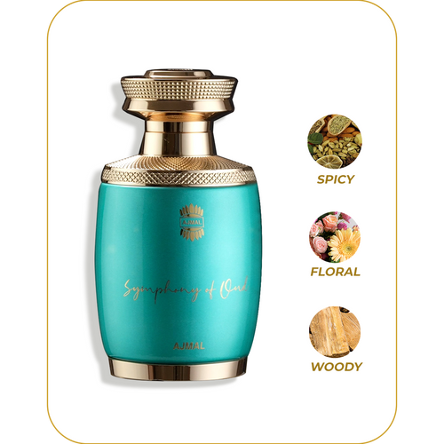 AJMAL Symphony of Oud - Perfume Unisex | Eau de Parfum 75 ml / 2.5 oz | Inspirado en Memo Irish Leather | Fragancia Amaderada, Ahumada y Sofisticada