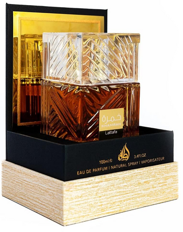 LATTAFA Khamrah - Perfume Unisex | Eau de Parfum 100 ml (3.4 oz) | Fragancia Ambarada, Especiada y Envolvente