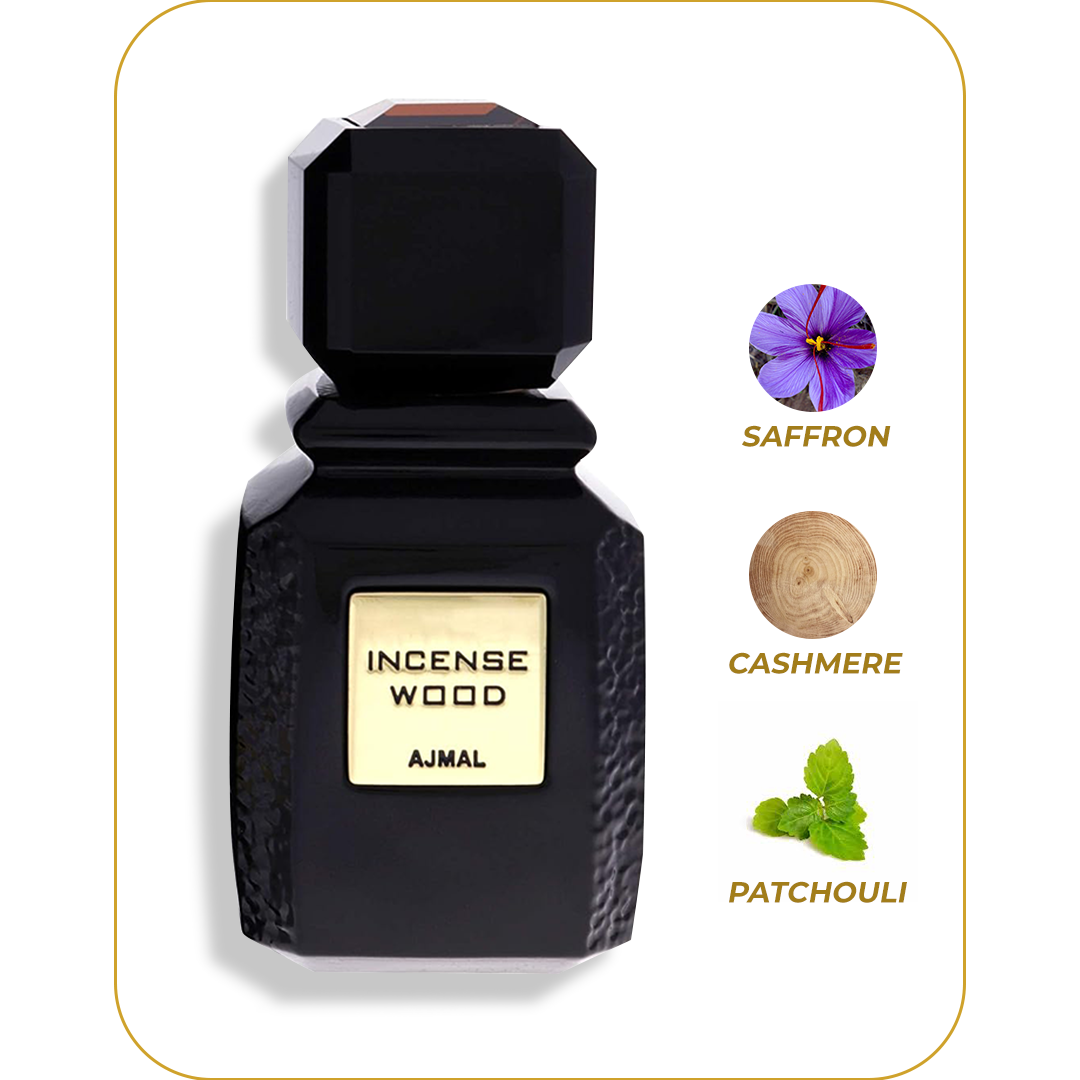 AJMAL Incense Wood - Perfume Unisex | Eau de Parfum 100 ml / 3.4 oz | Inspirado en Interlude Man de Amouage | Fragancia Amaderada, Ahumada y Sofisticada