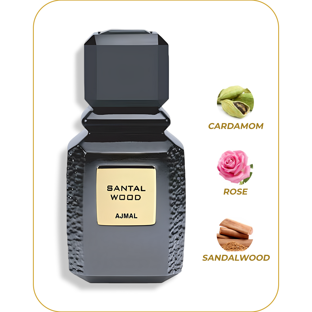 AJMAL Santal Wood - Perfume Unisex | Eau de Parfum 100 ml / 3.4 oz | Inspirado en Tam Dao de Diptyque | Fragancia Amaderada, Cálida y Elegante