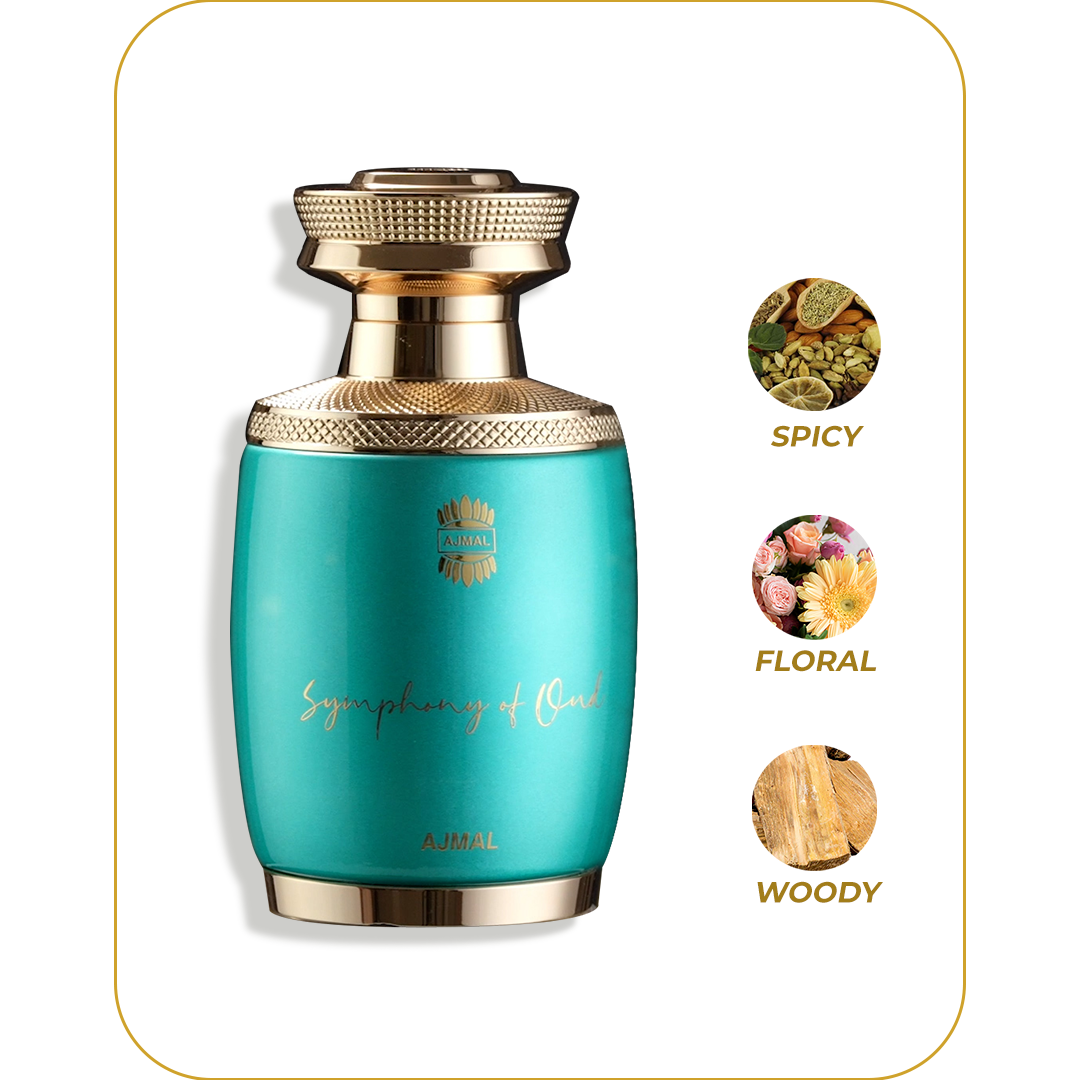 AJMAL Symphony of Oud - Perfume Unisex | Eau de Parfum 75 ml / 2.5 oz | Inspirado en Memo Irish Leather | Fragancia Amaderada, Ahumada y Sofisticada